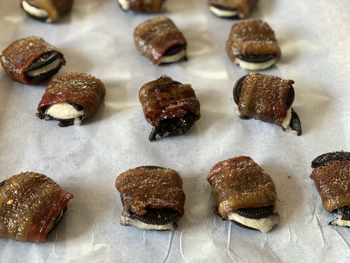 rescue_52's tweet photo. @PrestonSteve933 my recent cookie go to - bacon wrapped Oreos https://t.co/NpovMb1C9p