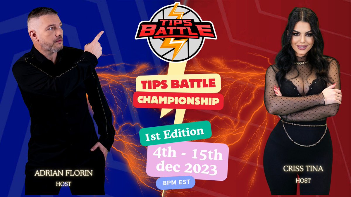 Tips⚡Battle ™ (@tipsbattles) on Twitter photo Tik-Tok, we've started the #countdown for the start of the #tipsbattlechampionship
Join our hosts <a href="/AdrianIFlorin/">Adrian I Florin</a> and <a href="/CrisssTiinnaa/">Criss Tina</a> on <a href="/flirt4free/">Flirt4Free</a> today starting 8 PM EST!
We hope you've chosen your favorite!
<a href="/f4ftraining/">Flirt4Free Training Center</a> <a href="/flirt4freegirls/">Flirt4FreeGirls</a> <a href="/LCMDotTV/">𝐋𝐂𝐌.𝐓𝐯</a>
#tipsbattle #lcmtv Tik-Tok, we've started the #countdown for the start of the #tipsbattlechampionship
Join our hosts <a href="/AdrianIFlorin/">Adrian I Florin</a> and <a href="/CrisssTiinnaa/">Criss Tina</a> on <a href="/flirt4free/">Flirt4Free</a> today starting 8 PM EST!
We hope you've chosen your favorite!
<a href="/f4ftraining/">Flirt4Free Training Center</a> <a href="/flirt4freegirls/">Flirt4FreeGirls</a> <a href="/LCMDotTV/">𝐋𝐂𝐌.𝐓𝐯</a>
#tipsbattle #lcmtv
