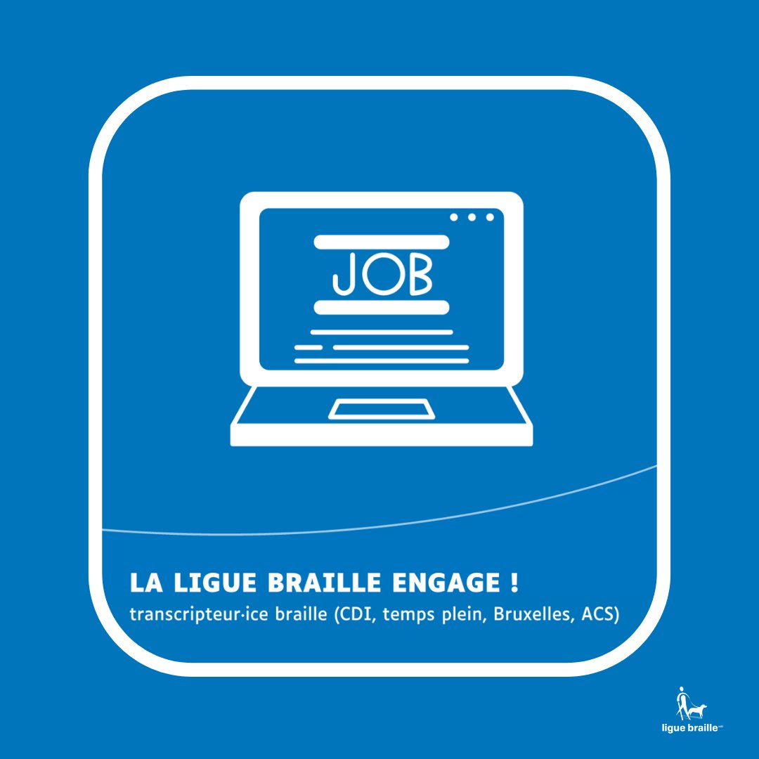 🔎La #LigueBraille engage !
Une offre d’emploi est actuellement disponible.
Nous recherchons :
• transcripteur·ice braille (CDI, Temps plein, Bruxelles, ACS)
Retrouvez le détail de l’offre : miniurl.be/r-4zwy
#OffreDEmploiBelgique #UneAutreFaçonDeVoirLaVie