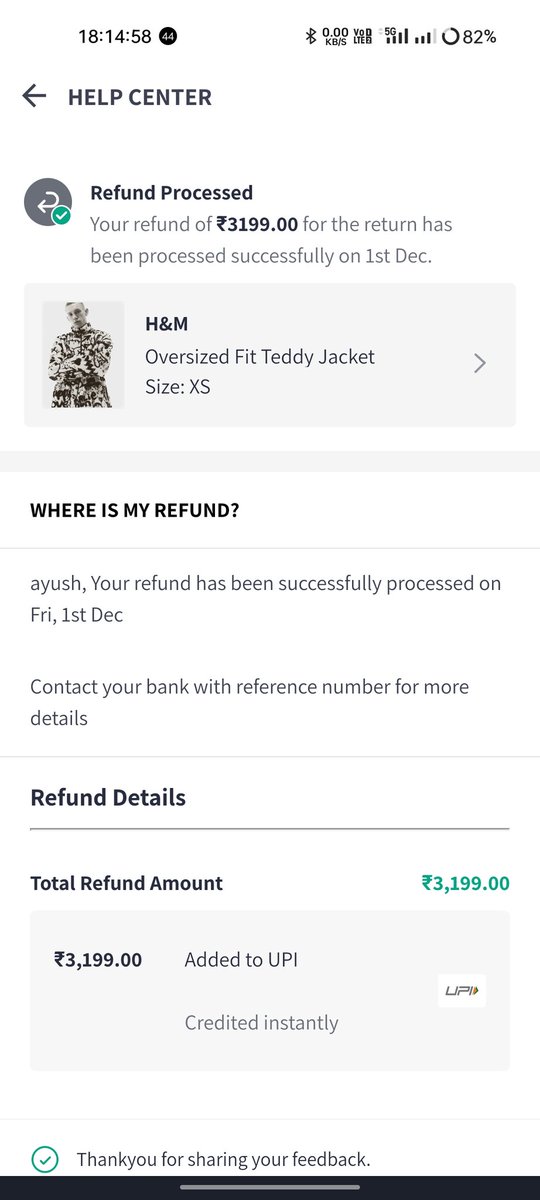 ayush_jain28's tweet photo. @MyntraSupport @myntra my refund is delayed u guys are changing date day by dayOrder ID # 1252782 10435806543303
Please help me https://t.co/YVuR8OqrQA
