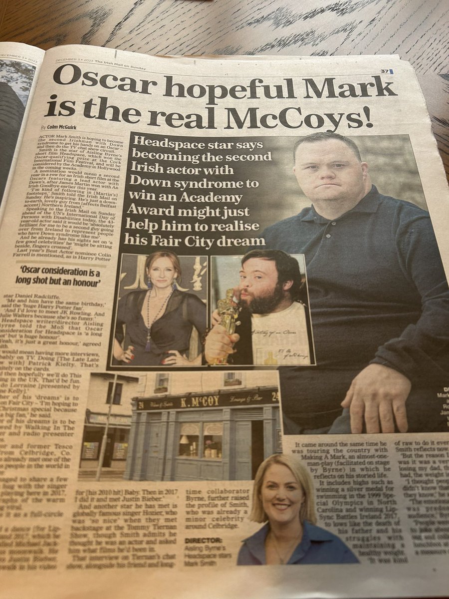 Yesterday was International Day of Disabled Persons 2023 and Mark was out pitching for some more starring roles in the Irish Mail on Sunday ✨ “Headspace” is available now in the Academy Screening room. #ForYourConsideration #BestLiveActionShortFilm #Oscars #AcademyQualifying