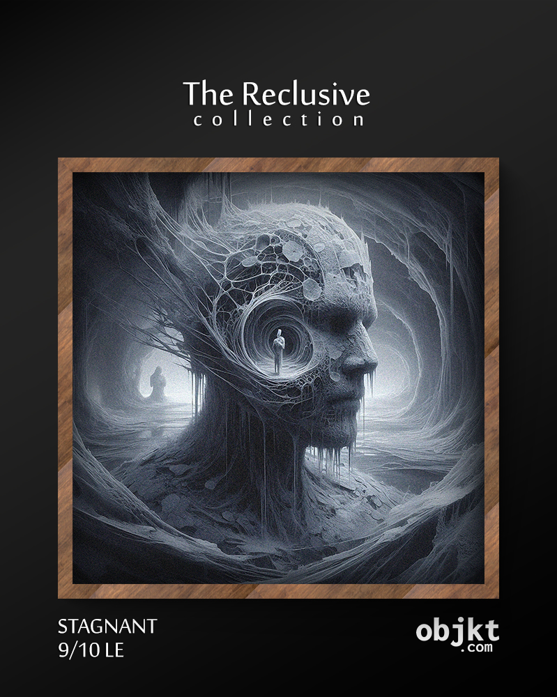 The first edition of the piece 'Stagnant' has been sold. A heartfelt thank you to <a href="/AmirMushich/">AmirMušić</a> for the tremendous support. You rock, brother! 💚🤟

▪️  S T A G N A N T   
▪️  9/10 LE  |  3 $XTZ

🔰The Reclusive collection | <a href="/Portalcoin/">Portal</a>  #TezosArts  
🌐objkt.com/collection/KT1…