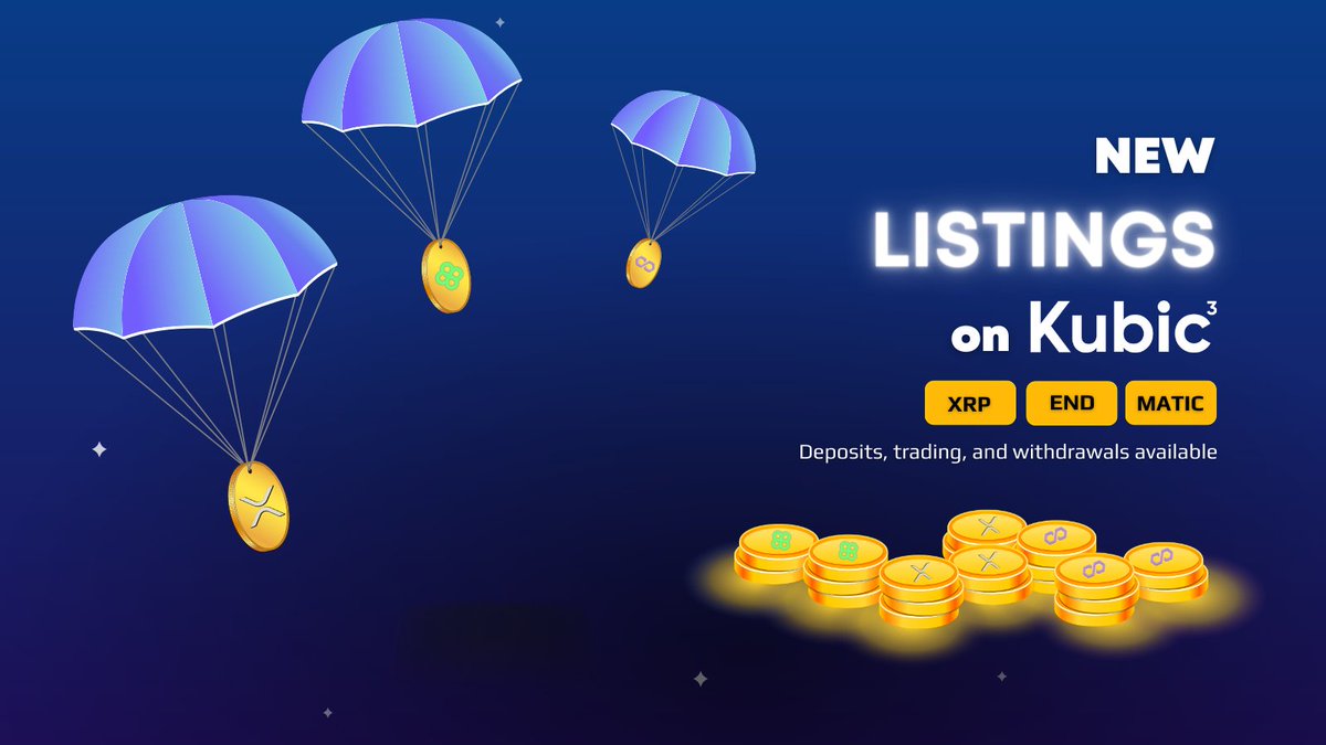 Amazing news! We're thrilled to announce that this new trading pairs are now live on Kubic.com:

🟡 MATIC/USDT
🟡 XRP/USDT
🟡 END/USDT

Ready for deposits, withdrawals, and trading! Join the action today. 📲
