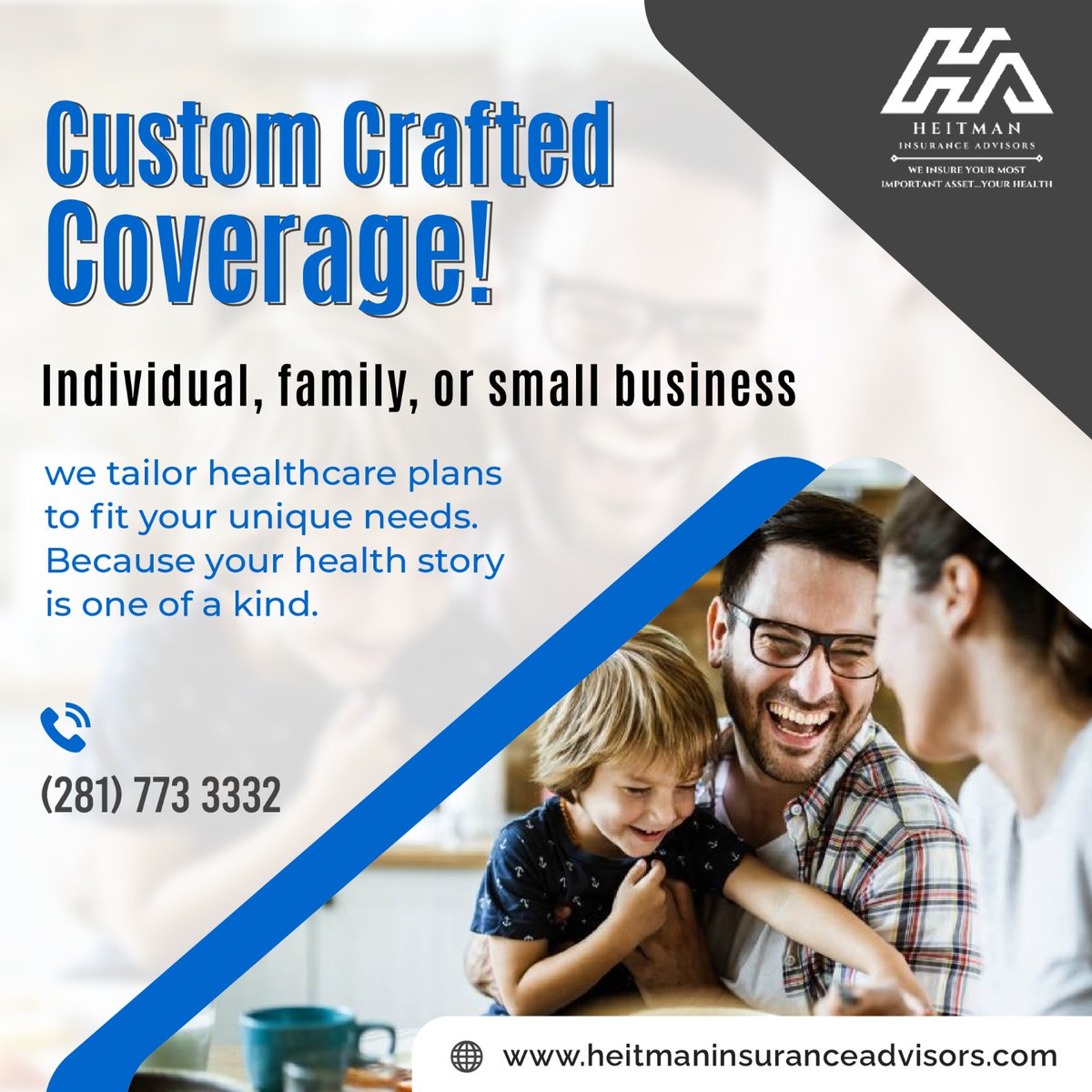 Tailored for YOU! Whether you're an individual, a family, or a small business, our healthcare plans are custom crafted to suit your unique needs. Your health story deserves personalized attention.
#CustomHealthcare #TailoredCoverage #HealthStory