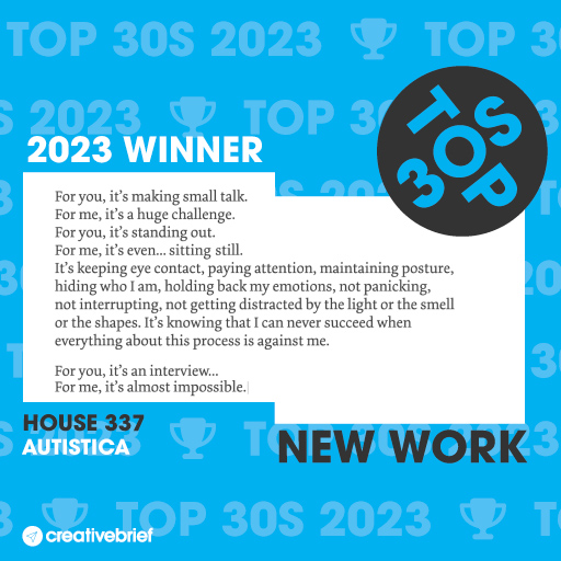 Congratulations go to <a href="/wearehouse337/">House 337</a> for a well-deserved 2023 new work win with its campaign, Hire Different for UK-based charity <a href="/Autistica/">Autistica</a>🎉

Check it out: creativebrief.com/news/2023-top3…