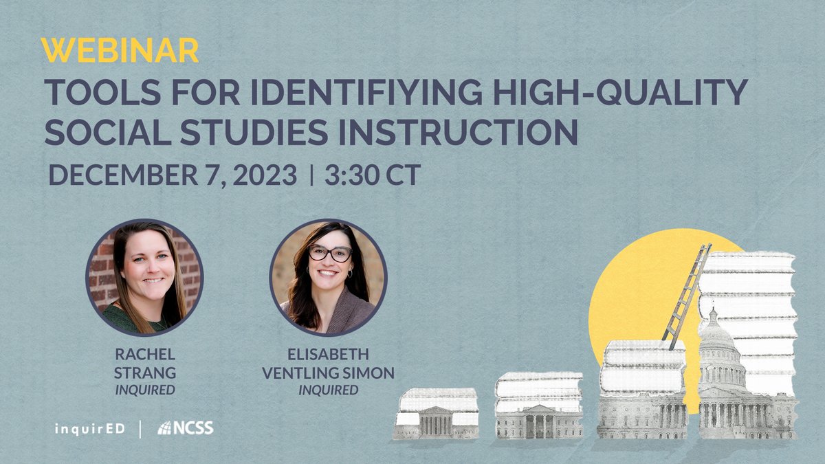 This Thursday at 4:30PM ET, we'll explore a classroom walkthrough tool that can help district leaders and teachers identify and explore the components of high-quality social studies with @Inquiredlearn. ➡️ Join us: hubs.li/Q02bqMwg0 #teaching #instruction #education
