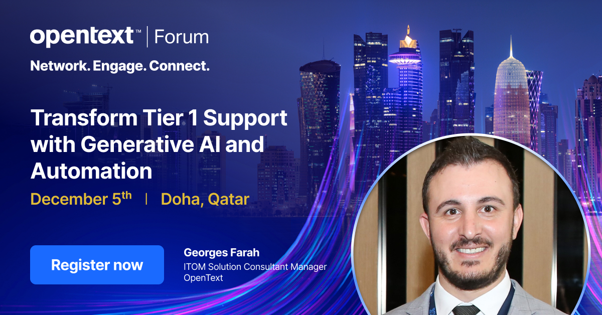 WaldeckCAnn's tweet image. Embark on a business growth journey with Georges Farah, Manager of Digital Operations Management Sales Engineering at @OpenText. Join us at #OpenTextForumQatar!

Register now: ow.ly/E6QA50QabTk

#OpenTextAI #AviatorRevolution #AIInnovation  #Aviator #OpenText