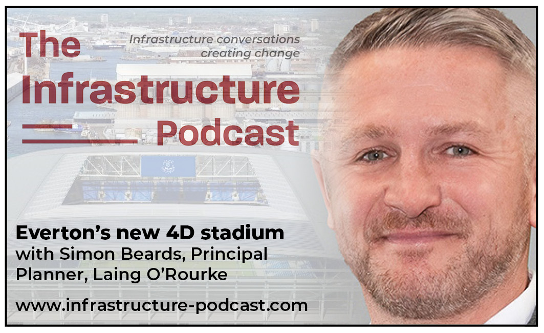 It’s off to the Premier League for The Infrastructure Podcast this week to see Everton's new £500M digitally-designed super-stadium. Simon Beards, principal planner at @Laing_ORourke (and Everton fan!) explains the 4D design & off-site prefabrication used. infrastructure-podcast.com