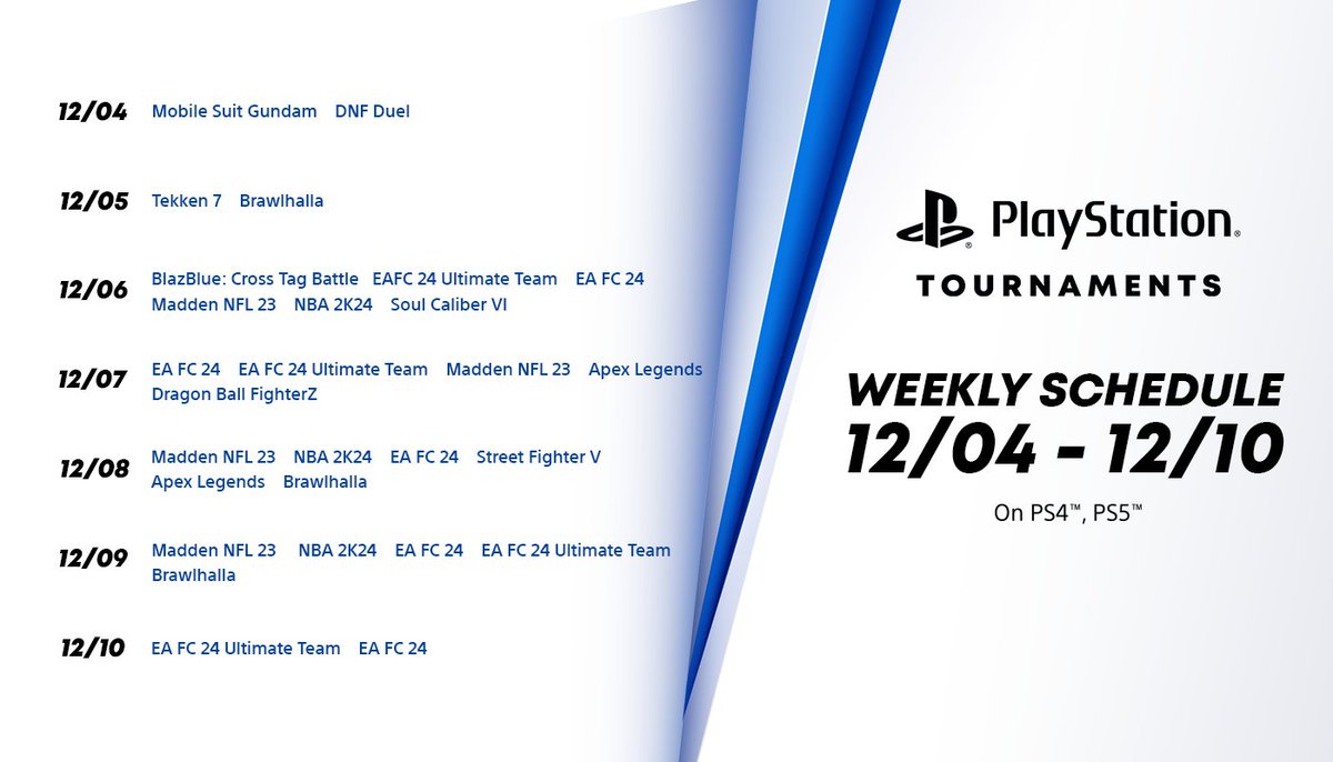 Gear up for an epic December in the world of PlayStation Tournaments! 🌟🎮 As the year comes to a close, let's wrap it up with intense battles, fierce competition, and a quest for gaming glory. Let's make the last stretch of the year legendary! 🏆✨ esl.gg/PS4_Tournaments