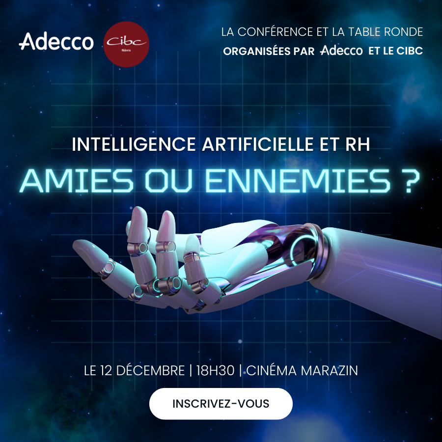 📢 Nous vous invitons à la soirée Intelligence Artificielle et Ressources Humaines !

📆​Le 12 décembre à 18h30 au 📍 Cinéma Mazarin

👉 Pour vous inscrire, suivez-ce lien : forms.gle/VLXr85yhSNATSV… 

#ia #ai #rh #soirée #event #conference