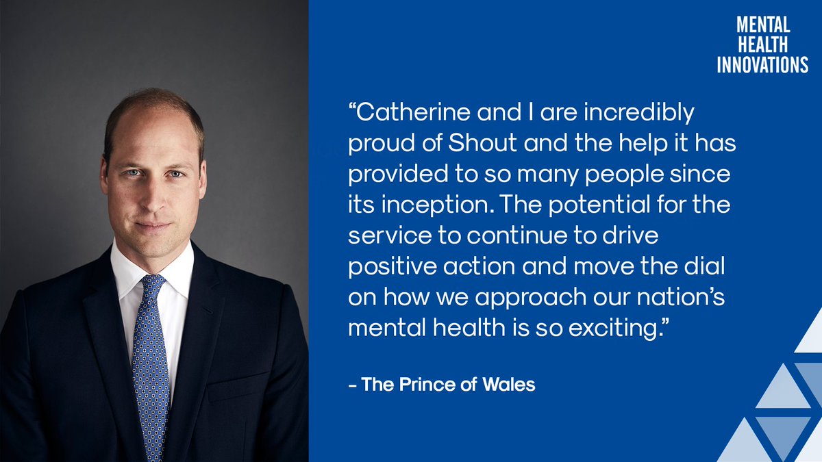 HRH Prince William, The Prince of Wales has written the Foreword to our new report, 'Two million Shout conversations: Saving lives at scale through the power of technology'. Read in full: mentalhealthinnovations.org/two-million-co… @KensingtonRoyal