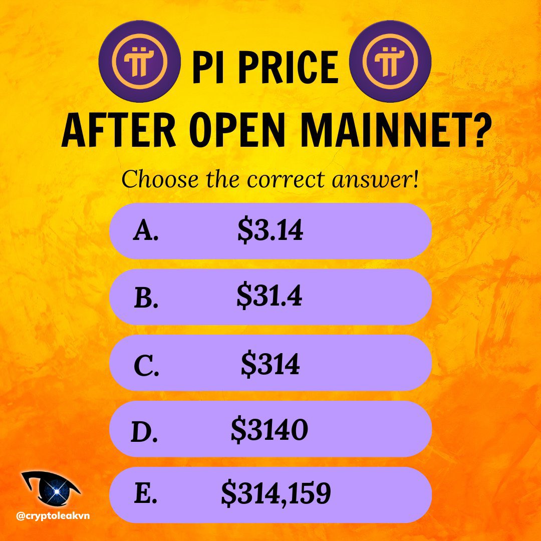cryptoleakvn2's tweet photo. 💸 Speculating on the PI price after the Open Mainnet launch? 💸

Share your insights and predictions! 🚀🔮

#pi #picoin #pinetwork #picoreteam #pikyc #openmainnet #pinews #piupdate #pioneers https://t.co/CvfZfytH4t
