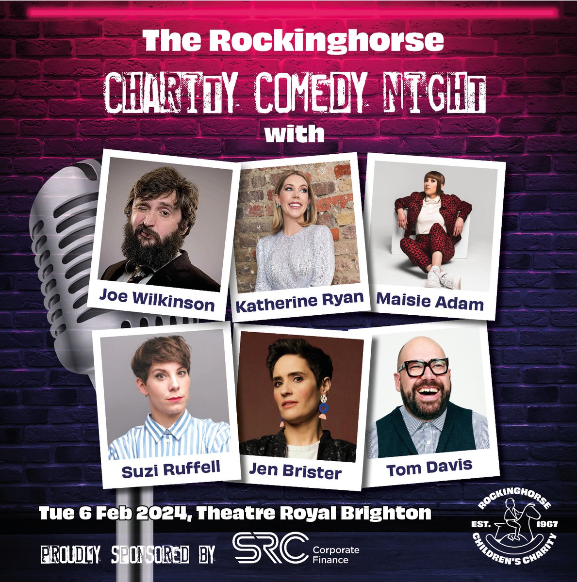 🎊 We are thrilled to announce our first-ever Charity Comedy Night! @ATGTICKETS. Sponsored by @SRCAdvisoryLtd, the evening will include performances by top comedians - @gillinghamjoe, @Kathbum, @MaisieAdam, @suziruffell, Jen Brister & @BigTomD. 📷Tickets go on sale on Thursday!