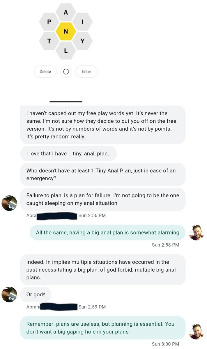 All of our conversations are like this.