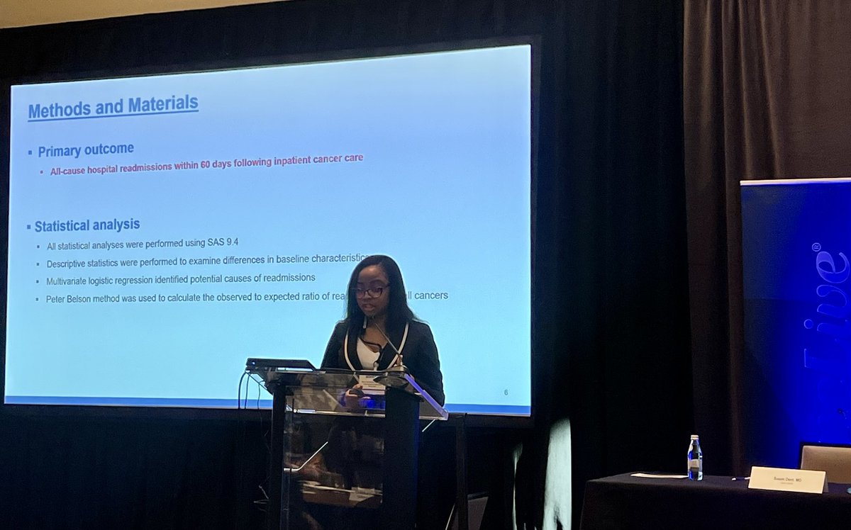 DrSGraff's tweet photo. Presenting Racial Differences in 60-Day Readmissions, @MercyCAnyanwu showcases powerful data on healthcare disparities. #SABCS23 @OncLive National Fellows Forum https://t.co/U2XNCNX5iG