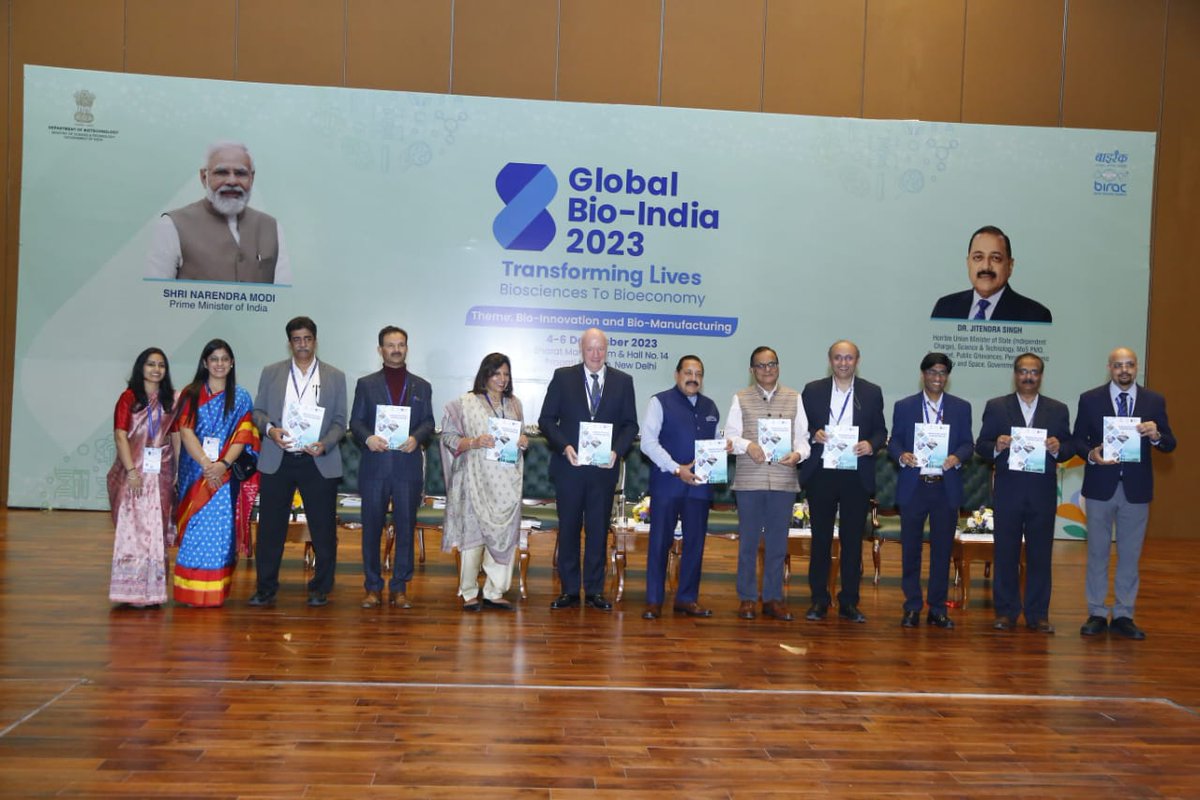 karandi65's tweet photo. It was a pleasure to participate in the inaugural ceremony of Global Bio-India (GBI) 2023  inaugurated by Hon’ble Union Minister @DrJitendraSingh at Bharat Mandapam today. The business event organised by @DBTIndia  & @BIRAC_2012  showcased Bio-Pharma, Bio-Agri, Bio-Industrial, Bio-Energy and Bio-Services sectoral prowess at the National level and to the International community. 

The exhibition would help harness opportunities, identify challenges & explore partners for inclusive growth. It would also provide confidence to the international community about the Government of India's Policies to promote growth in this sector & provide a boost to both #MakeInIndia and #Startup #India for the #biotech sector. 

@IndiaDST has several initiatives in Biotech Innovation Ecosystem and Bio-Manufacturing & there is a need to scale such efforts to a level where bio-economy becomes a significant contributor to our GDP and India’s economy.

Dr @rajesh_gokhale, DBT Secretary; Dr @kiranshaw , Executive Chairperson & founder @Bioconlimited ; Prof @AjaySoodIISc, @PrinSciAdvGoI and His Excellency Freddy Svane, Ambassador at Royal Danish Embassy in Delhi also participated in the event.
#GlobalBioIndia2023