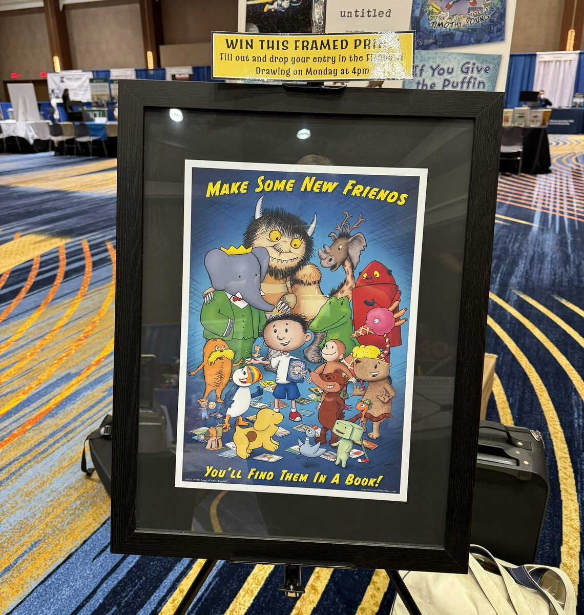Stop by my table at Authors Alley to sign up to win this framed signed print of some of my characters hanging out with their picture book friends. The winner will be announced at 4pm. #njasl #njasl23 @NJASL