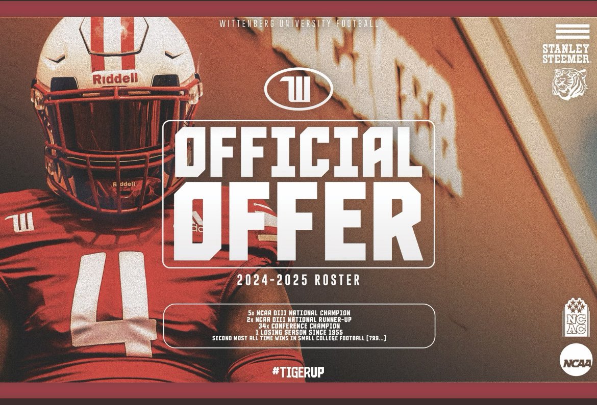 Jensen Goble (@jensengoble12) on Twitter photo Blessed to receive my 3rd offer from Wittenberg University 🔴⚫️
<a href="/rocanthony_/">Rocky Zingale</a> <a href="/WittFootball/">Wittenberg Football</a> Blessed to receive my 3rd offer from Wittenberg University 🔴⚫️
<a href="/rocanthony_/">Rocky Zingale</a> <a href="/WittFootball/">Wittenberg Football</a>