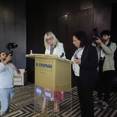 We officially welcomed the Tunisian Marketing Association - ATPMC as the newest member of the African Marketing Confederation. Helen McIntee, Co-founder and President of the AMC, and Mme Lamia Tritar, President &amp; Founder of the ATPMC, solidify the partnership. #AMC #amcmembers