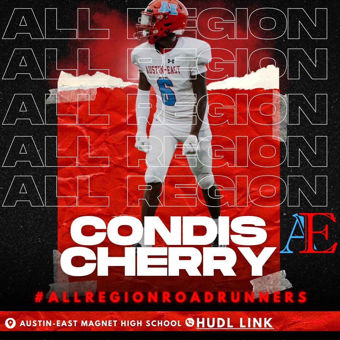 Austin-East Football (@ae_roadrunners) on Twitter photo This Freshman showed out all year! <a href="/condis15/">Condis Cherry</a> showed just how versatile he can be starting every game as a Freshman. Not just playing every game, but almost every play. A playmaker on Offense, Defense, and Special Teams. <a href="/AE_Athletics/">Austin-East High School Athletic Dept.</a> check the Hudl Link in the graphic! This Freshman showed out all year! <a href="/condis15/">Condis Cherry</a> showed just how versatile he can be starting every game as a Freshman. Not just playing every game, but almost every play. A playmaker on Offense, Defense, and Special Teams. <a href="/AE_Athletics/">Austin-East High School Athletic Dept.</a> check the Hudl Link in the graphic!
