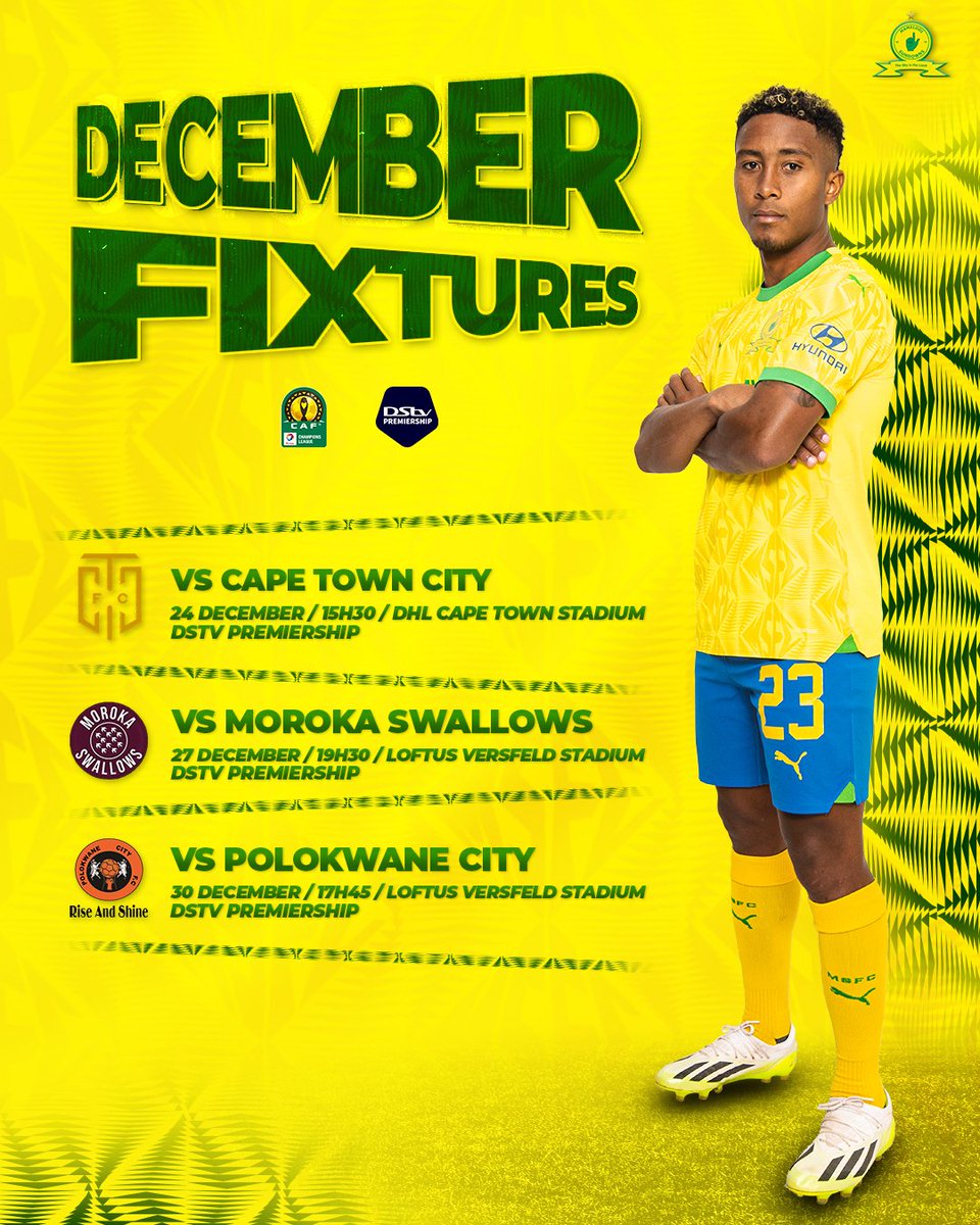 Masandawana's tweet photo. 1 down, 7 to go! Mark these dates in your calender as we've got a busy month ahead Masandawana! 👆

#Sundowns #DStvPrem #TotalEnergiesCAFCL https://t.co/u0N6D3BwEE