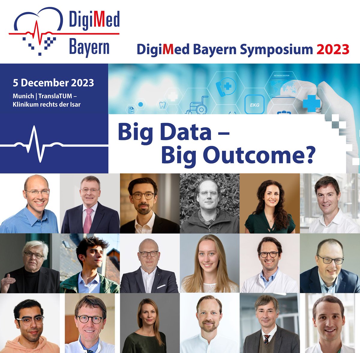 Registration's full, so take the chance of digital participation at #DigiMedBayern Symposium “#BigData, #BigOutcome?” TOMORROW starting at 9am in Munich including the official launch of the “#DigiMedBayernSecureCloud”!
➡️Register here: digimed-bayern.de/symposium-2023…