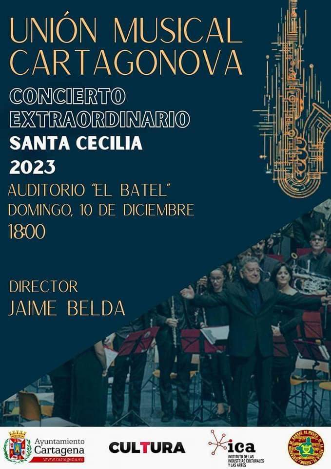 No os perdáis el #Concierto #Extraordinario de #SantaCecilia de la #UMC. Próximo domingo 10 de diciembre a las 18:00 en el Auditorio El Batel. Entradas ya a la venta. <a href="/El_Batel/">Auditorio El Batel</a> <a href="/cultura_ct/">Cultura Cartagena</a> <a href="/JaudenesN/">Nacho Jáudenes</a> <a href="/BandasEventos/">Eventos de Bandas</a> <a href="/CESociedadesM/">CESM</a>