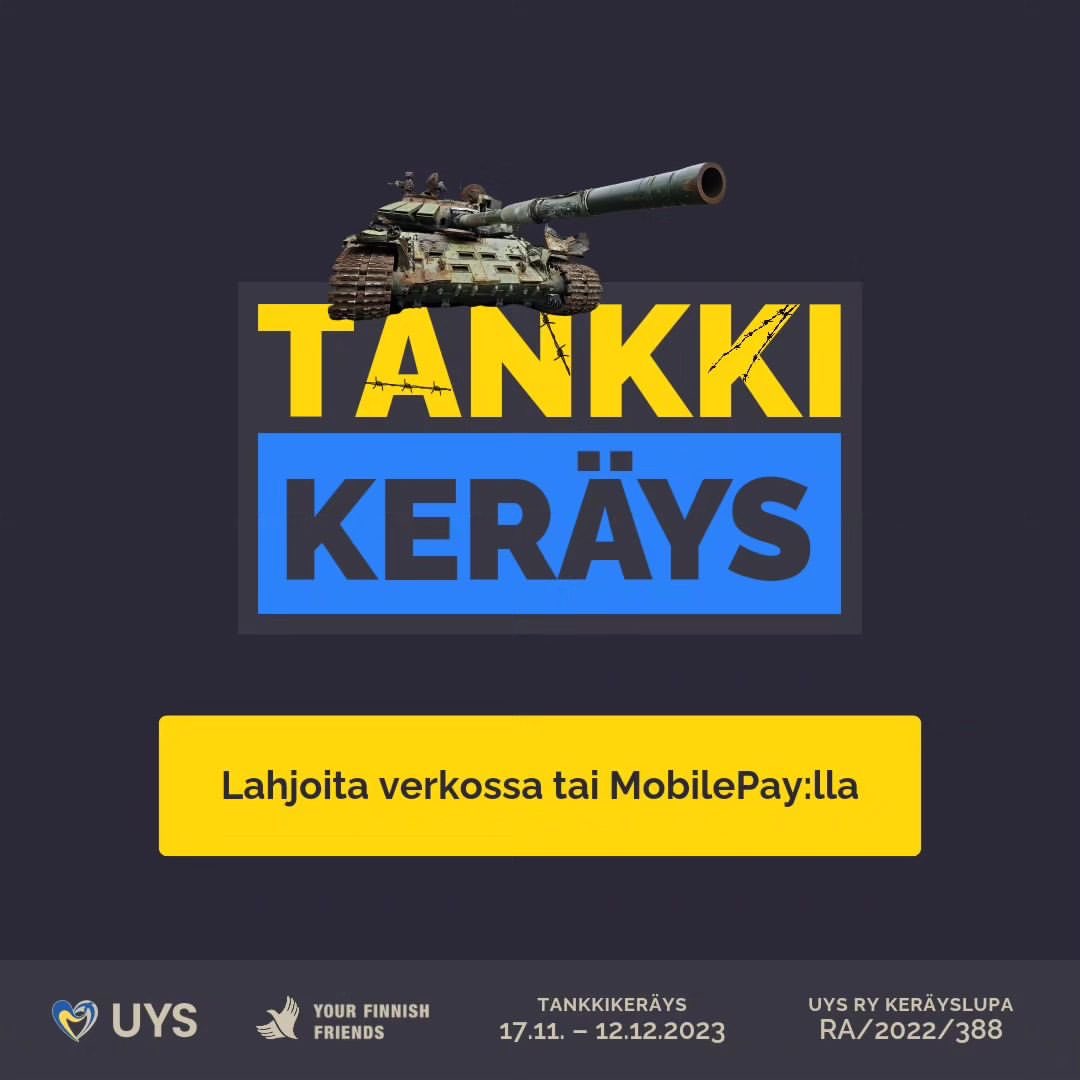 <a href="/sami_viitanen/">Spandex Fella 🇫🇮🏴‍☠️</a> Ja mä tuun postaukseen röyhkeästi mainostamaan! Näyttelyn yhteydessä kerätään rahaa ensiaputarvikkeisiin ja evakuointiin.

🤳 MobilePay 27044

➡ Tilisiirrolla
Vastaanottaja: Ukrainalaisten yhdistys
IBAN: F165 1544 3000 2751 93
Viite: 1404236

Rahankeräyslupa: RA/2022/388