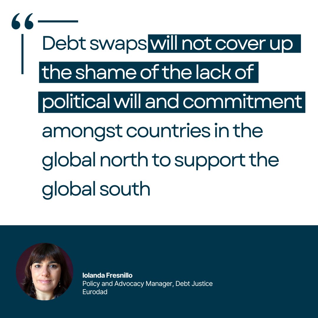 eurodad's tweet photo. A new taskforce to scale up debt-for-nature swaps has just been announced at #COP28. But are #DebtSwaps a #debt miracle or mirage❓
@ifresnillo seeks to answer that question in a 🆕 briefing, launched today!
Download it here ➡️ https://t.co/pA2trMzinv https://t.co/Fkt8A5whup
