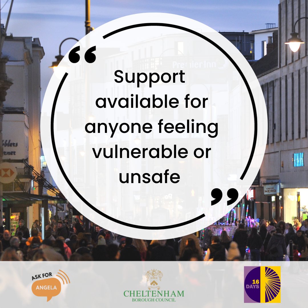 As part of 2023's #16DaysOfAction campaign we're promoting the work of our partners and agencies. @AskForAngela is a national scheme helping anyone feeling vulnerable on a night out get the support they need. This could be on a date, meeting friends and other situations ⬇️