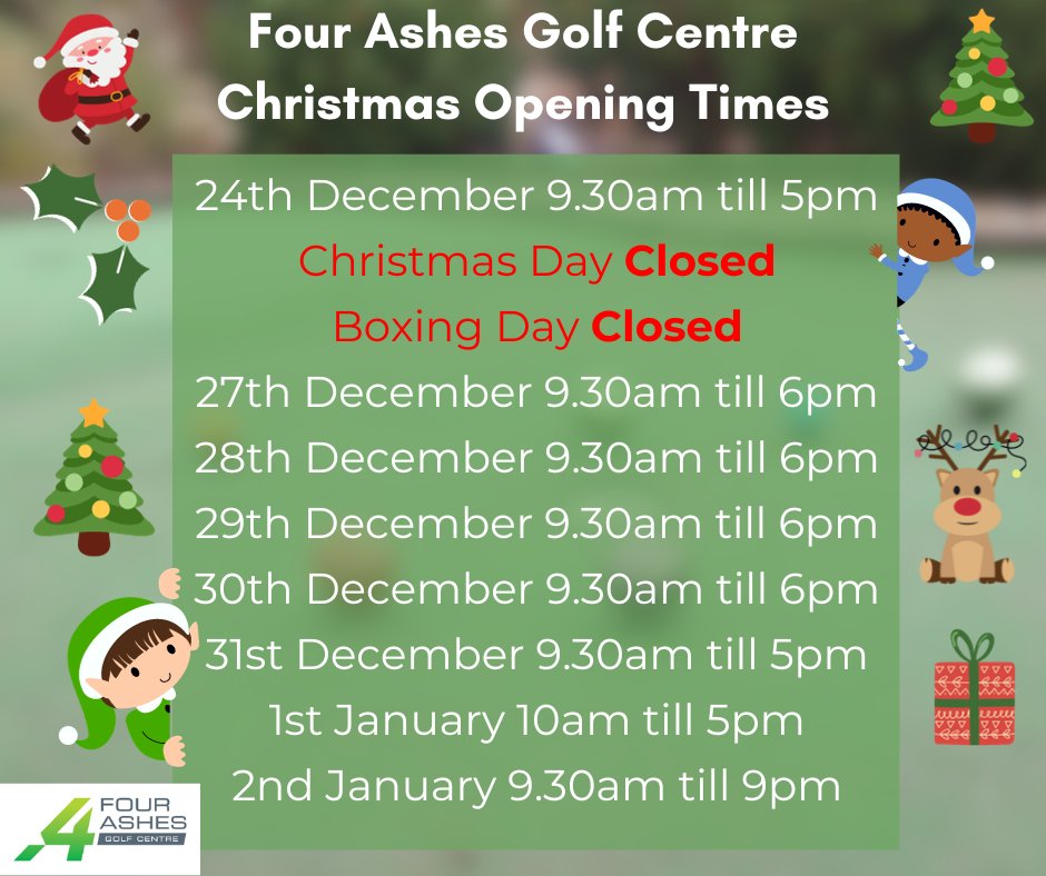 If you're planning to visit us over Christmas and new year, our opening times over are as follows......