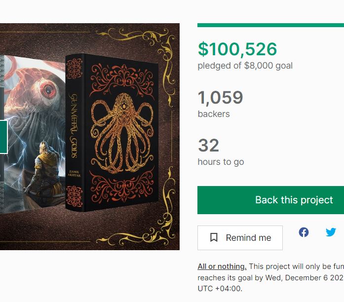 zamakhtar's tweet photo. We did it. $100,000 pledged for the Gunmetal Gods Ultimate Edition! https://t.co/h4OLwJRWRX