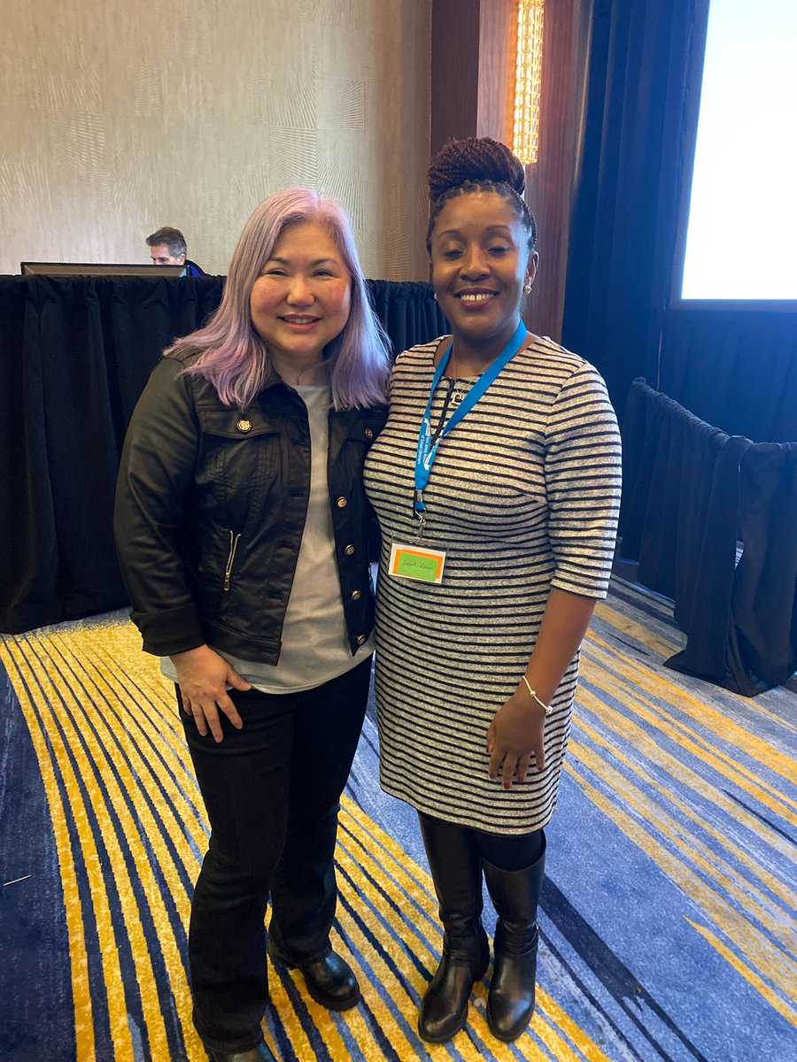 NJASL Conference Chair and Presidenr-Elect Karen Grant inspired by keynote author and founding member of @weneeddiverse books, @ElloEllenOh! #NJASL23