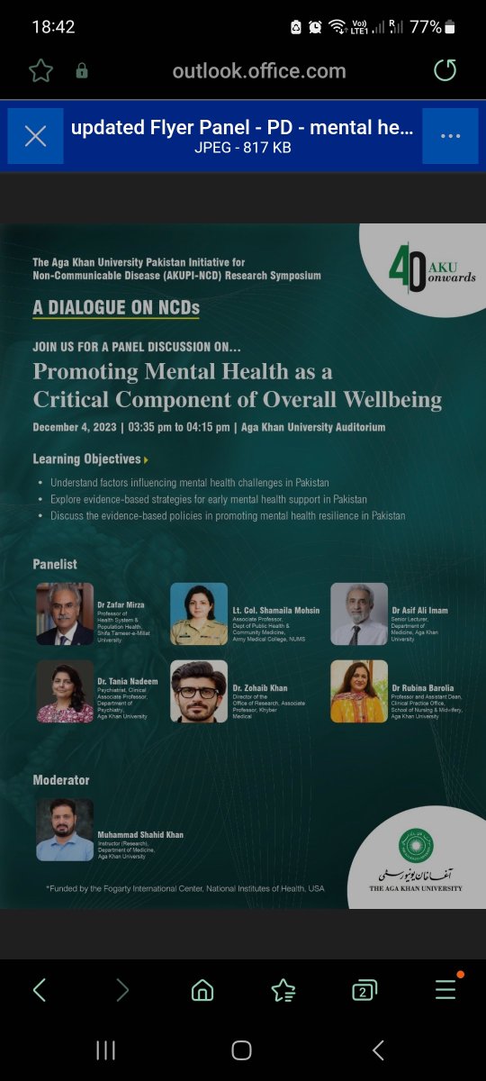 Great discussion on mental health during NCD symposium Addressing psychosocial determinants, improving health care structures, integrating mental health care within primary care, improving awareness and education and providing proper care are important to address. @ZainabASamad