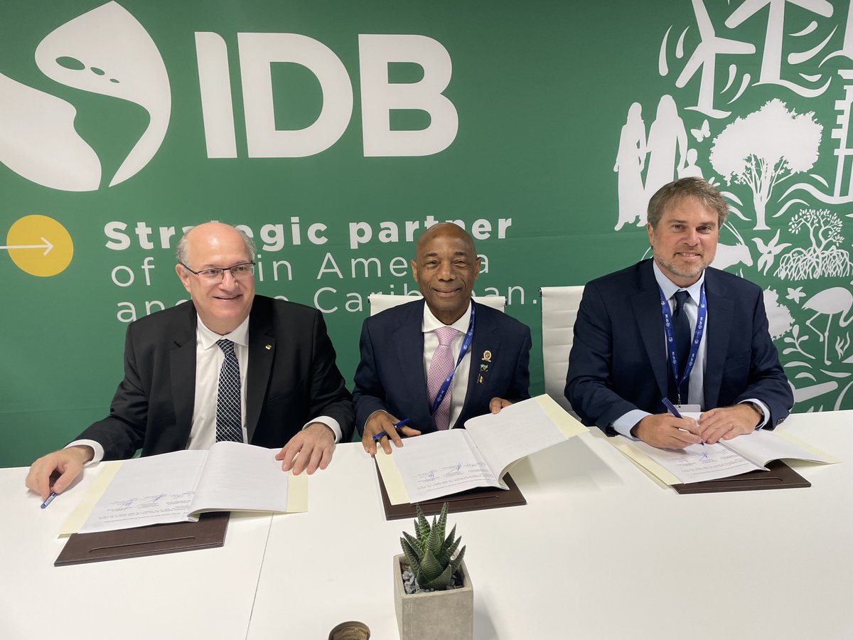 An Addendum to an existing agreement signed at #COP28 by <a href="/Caribank/">CDB</a>, <a href="/the_IDB/">Inter-American Development Bank</a> &amp; <a href="/BIDInvest/">BID Invest - IDB Invest</a> rolls out a 3-year action plan for collaborative actions and partnership activities aimed at addressing upcoming development challenges in the Caribbean. Learn more: bit.ly/47xwsjT
