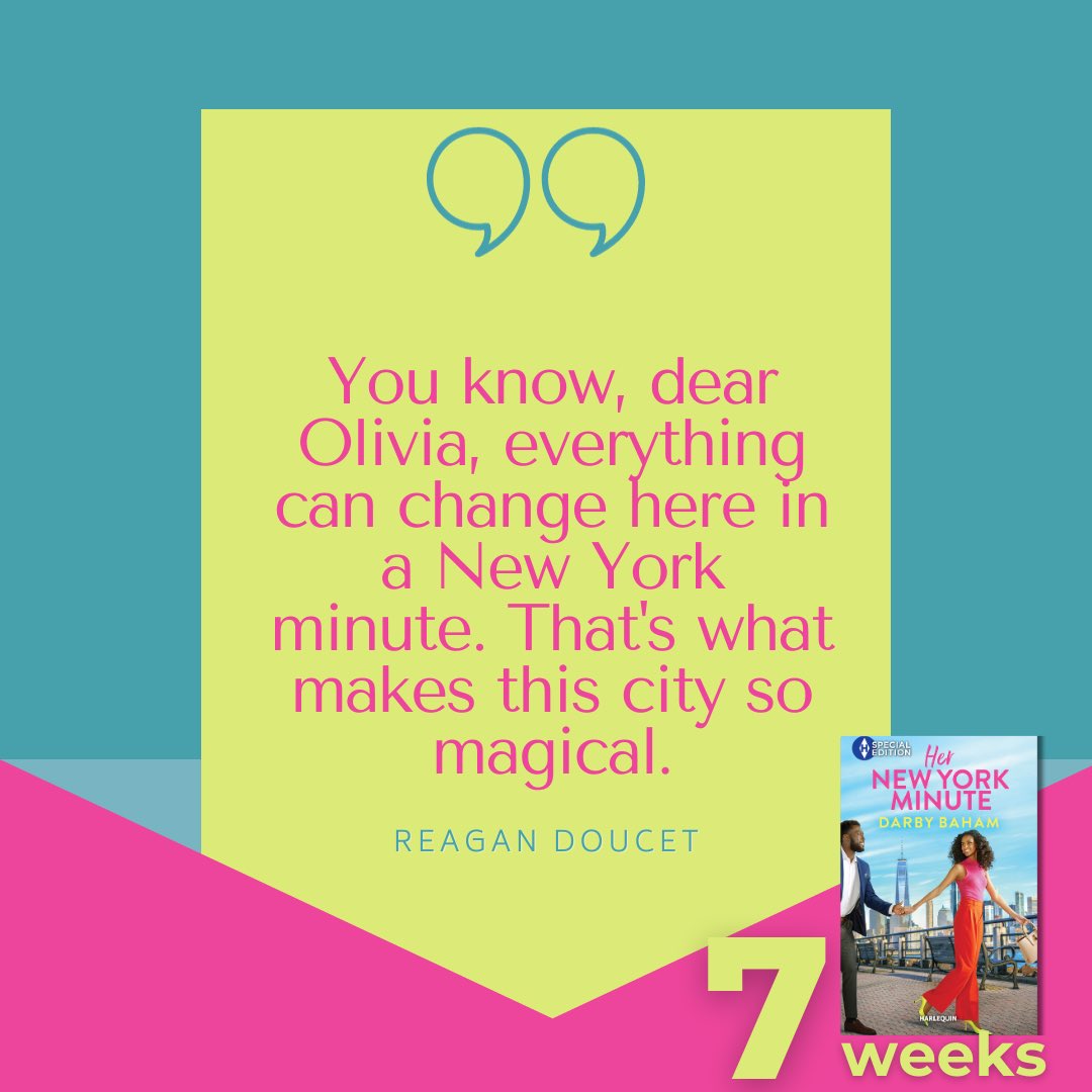 📆 7 weeks until the magic unfolds! "Her New York Minute" arrives soon, and I’m bursting at the seams to share Olivia's enchanting NYC journey! 💫

Pre-order your copy today by going to darbybaham.com/books

#BookReleaseCountdown #HerNewYorkMinute #DarbyBaham