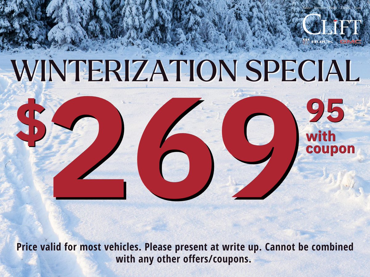Winter is here, and so is our Winterization Service Special! Call us at 517-265-6107, text 517-604-4900 or schedule an appointment online at cliftlinks.com/scheduleservice.