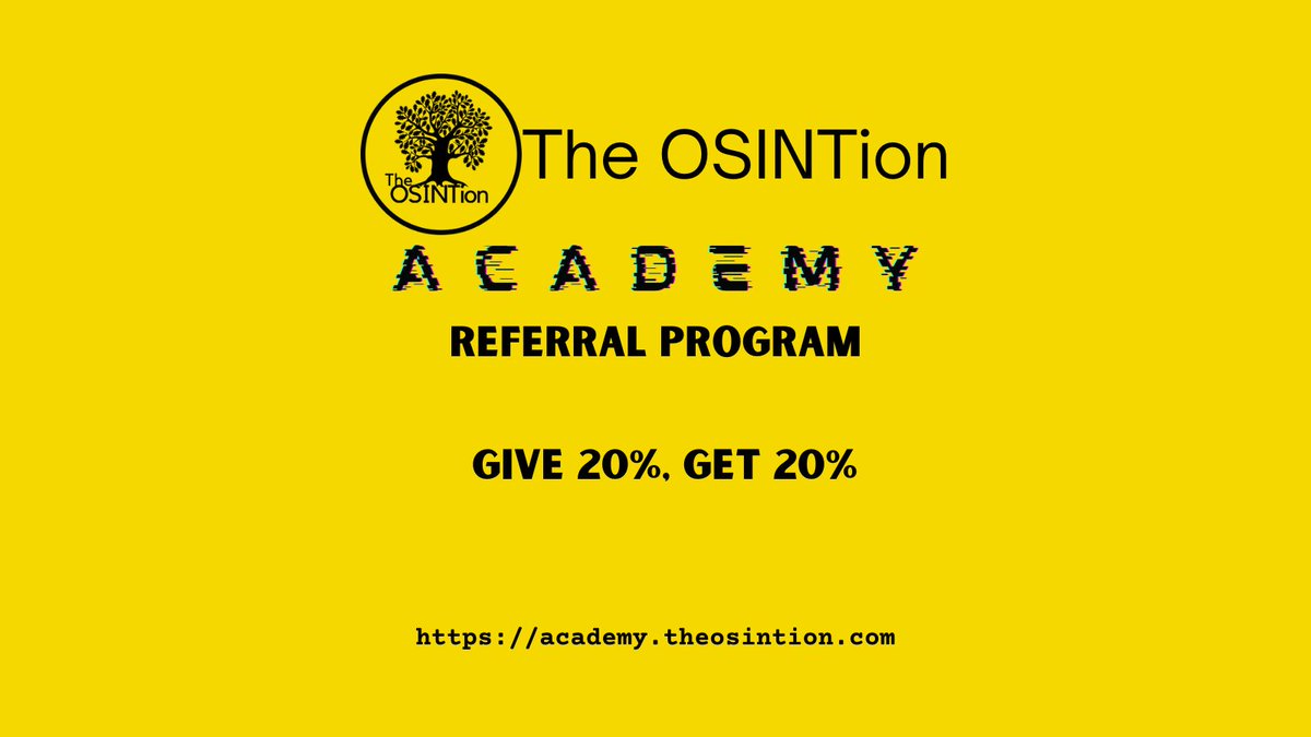🚀 Big news at The OSINTion Academy! Refer a friend and both get 20% off your next order. Share the journey of learning in #OSINT and #Infosec with someone special! 🎓 Explore now: academy.theosintion.com