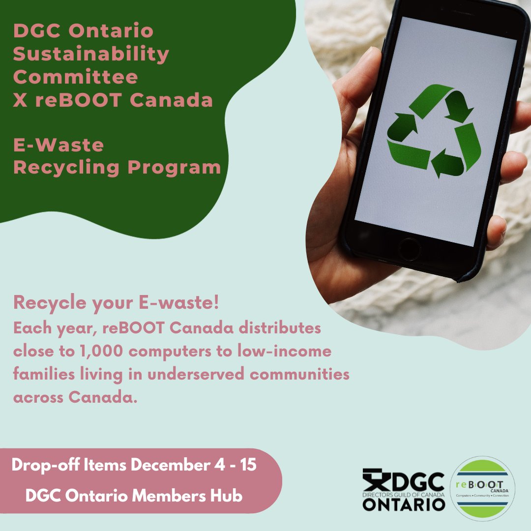 DGC Ontario Members, today is the first day of our DGC Ontario  x <a href="/reBOOTCanada/">reBOOT Canada</a> E-Waste Recycling project! Until December 15, drop off e-waste at the Members Hub at 65 Heward Avenue. Items will be recycled or donated across Canada. More info: dgc.ca/en/ontario/dgc…