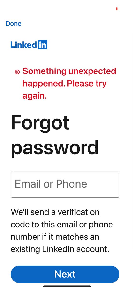 stylingshan's tweet photo. @LinkedIn is the site down?? My password is correct and every device I’ve used it keeps saying this error message no matter what I click https://t.co/lcEB6b2CtX