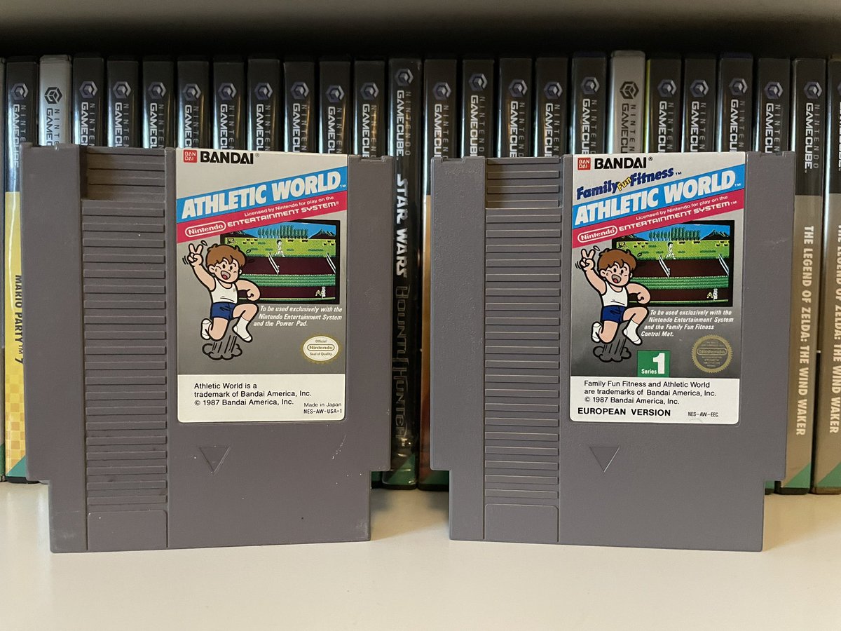 Retro_sheriffen's tweet photo. Hi everyone. I collect video games.
Here we have #athleticworld
One is for the us market and the other for the european market.
It is a 1986 sports game, developed by Human Entertainment. It uses the Power Pad.
#nes #powerpad #nintendo #sport #snes #athletic #retrogame #gaming https://t.co/iuzN07fzyf