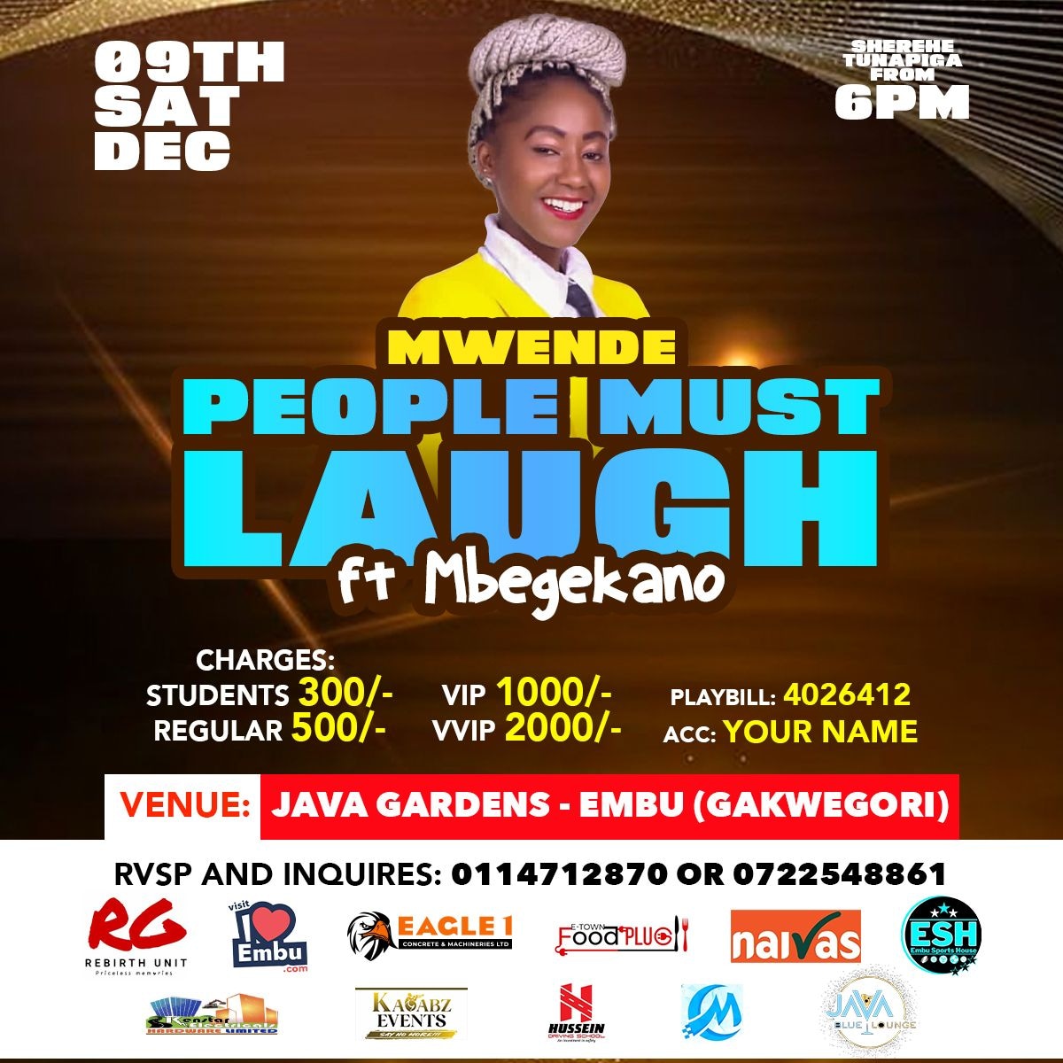 MwendeComedian's tweet photo. This coming Saturday all roads leads to #Embu for #peoplemustlaugh comedy night.
Welcome all 
🤗❤️ https://t.co/qGZtutvJ4C