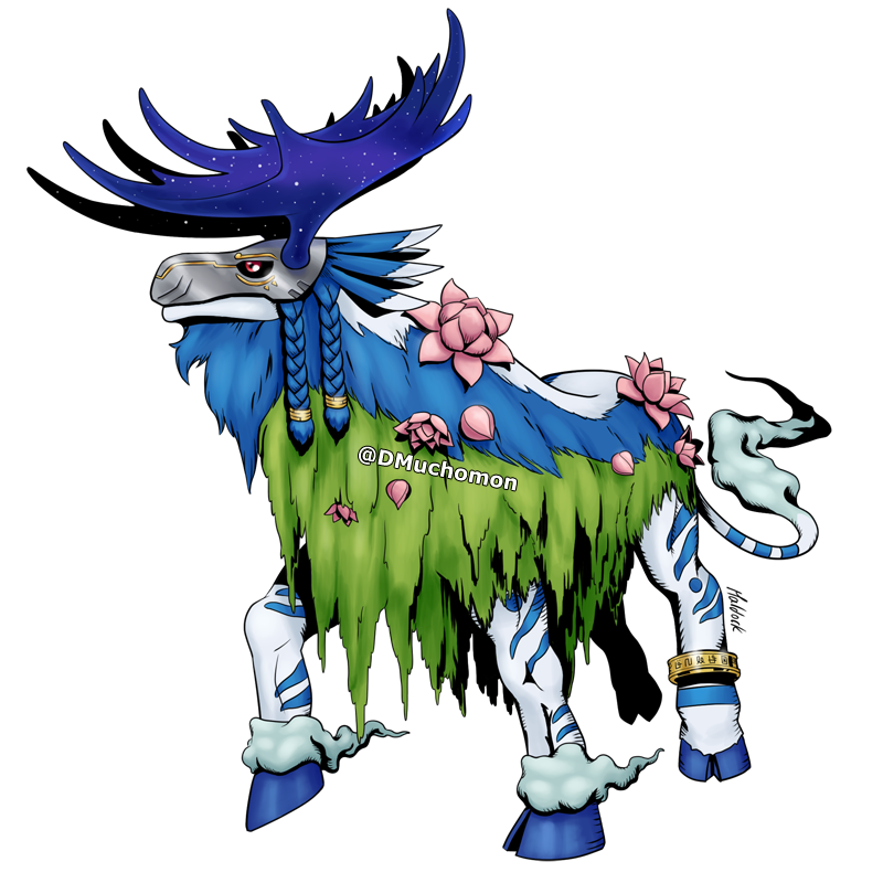 DMuchomon's tweet photo. Presento a #Eikthyrnirmon, el protagonista de mi historia #Digimon. Evoluciona de #Moosemon.
Nivel: Perfecto
Tipo: Bestia Antigua
Atributos: Vacuna
Familias: Espíritus de la Naturaleza, Cazadores de Virus
Dibujante: @yanasunqu. https://t.co/rvhrV3yrqC