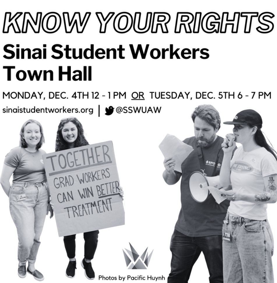 Sinai Student Workers-UAW (@sswuaw) on Twitter photo Come join us today @ 12pm or tomorrow @ 6pm to discuss our campaign’s progress and learn how we as student workers can support <a href="/spocuaw/">Sinai Postdoctoral Organizing Committee-UAW</a> during their upcoming strike. RSVP here: docs.google.com/forms/u/0/d/e/… Come join us today @ 12pm or tomorrow @ 6pm to discuss our campaign’s progress and learn how we as student workers can support <a href="/spocuaw/">Sinai Postdoctoral Organizing Committee-UAW</a> during their upcoming strike. RSVP here: docs.google.com/forms/u/0/d/e/…