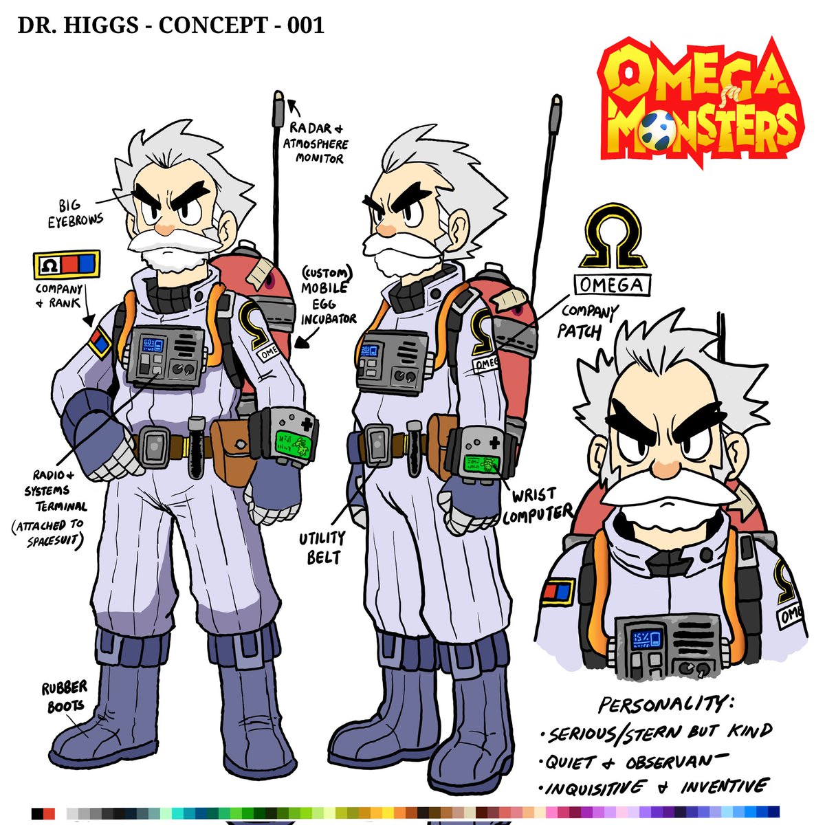 omega_monsters's tweet image. #devlog 005

🥚concept art for Dr. Higgs completed, more info below
🥚@kyleculpart is working on some really great monster redesigns
🥚still working on learning low poly 3D modeling, experimenting with #blender and #sprytile should have some things to show soon

#gamedev