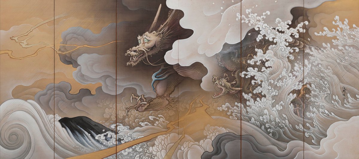 橋本 雅邦 はしもと がほう Hashimoto Gahō 1835–1908 《龍虎図屏風