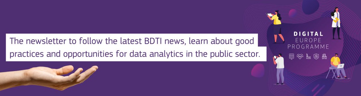Subscribe to the Big Data Test Infrastructure (BDTI) newsletter to receive the latest updates on BDTI news, good practices and opportunities for data analytics in the public sector.

➡️Subscribe here: ec.europa.eu/newsroom/joinu…