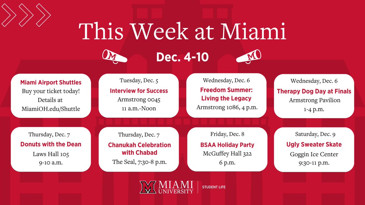 It is the last week of class! ❄️ Check out what this week has to offer below 👇
