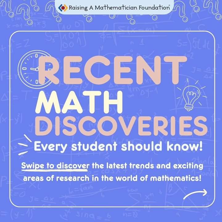 raisingamath's tweet image. Unveiling the Latest Marvels in Mathematics! Dive into the world of recent mathematical discoveries that are reshaping our understanding of numbers, shapes, and patterns. 🌟

#Mathematics #NewDiscoveries #InnovationInMath #mathsforlife #nonprofitorginasation #mathorg