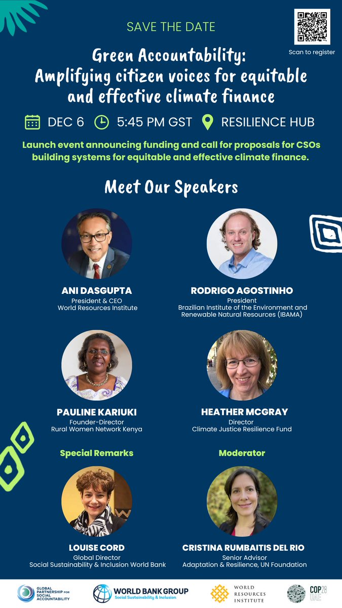CJRFund's tweet photo. CJRF's Director @HMcGray is speaking on Dec 6 at #COP28 for a panel discussion on “green accountability”—how national and subnational governments can ensure that climate actions are transparent, inclusive, and accountable to their societies. Join us! https://t.co/55jBxHZiUC
